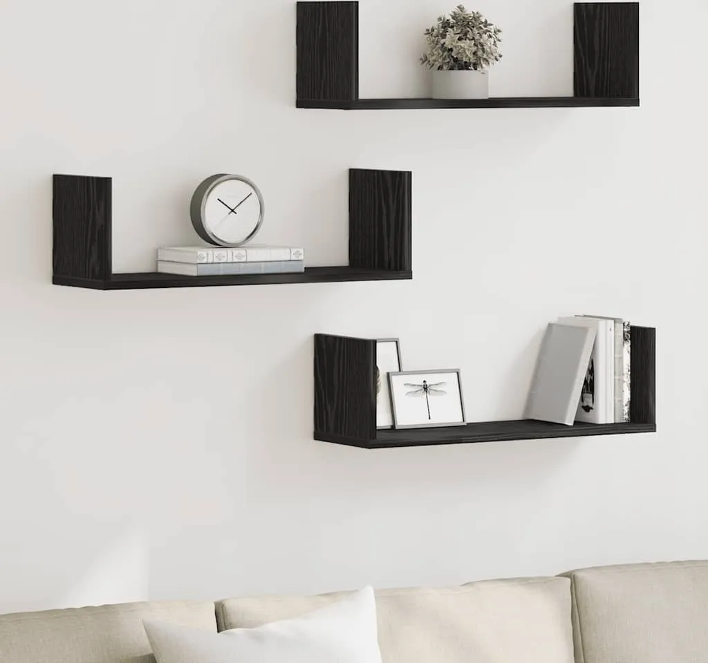 Set 3 Mensole Maison Exclusive Rovere Nero - Arreda con Stile 58cm