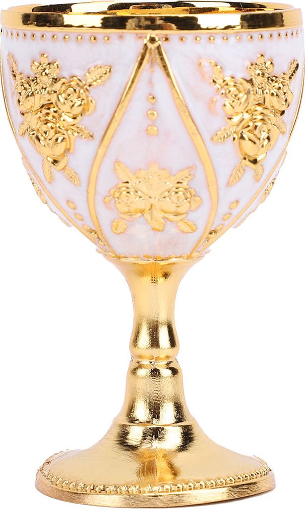 Alloy Wine Cup Goblet 30ml Europäischer Stil High -End -Heim verwenden Sie Vintage Metal Rosenmuster alle weiß