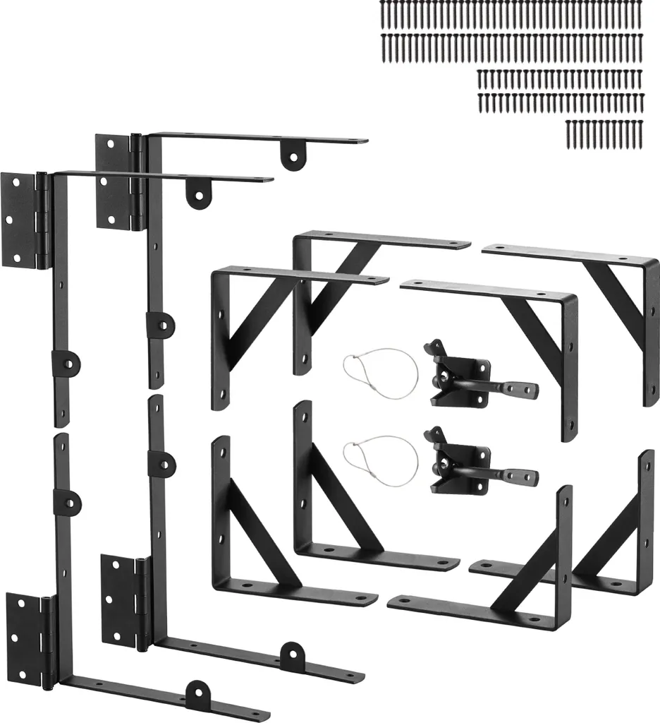 Support d'Angle de Porte de Hangar en Fer Noir - Lot de 2 Kits de Fixation