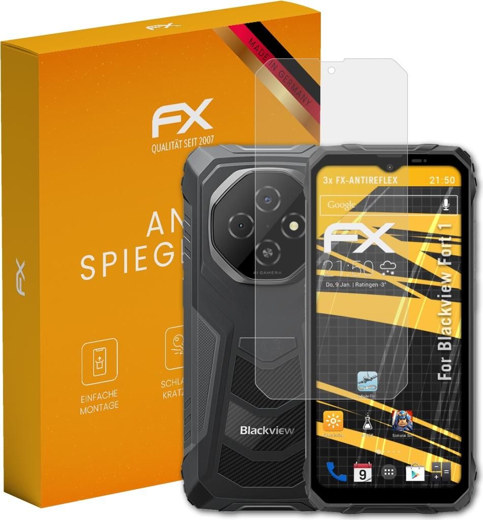 atFoliX FX-Antireflex 3x Schutzfolie kompatibel mit Blackview Fort 1 Displayfolie