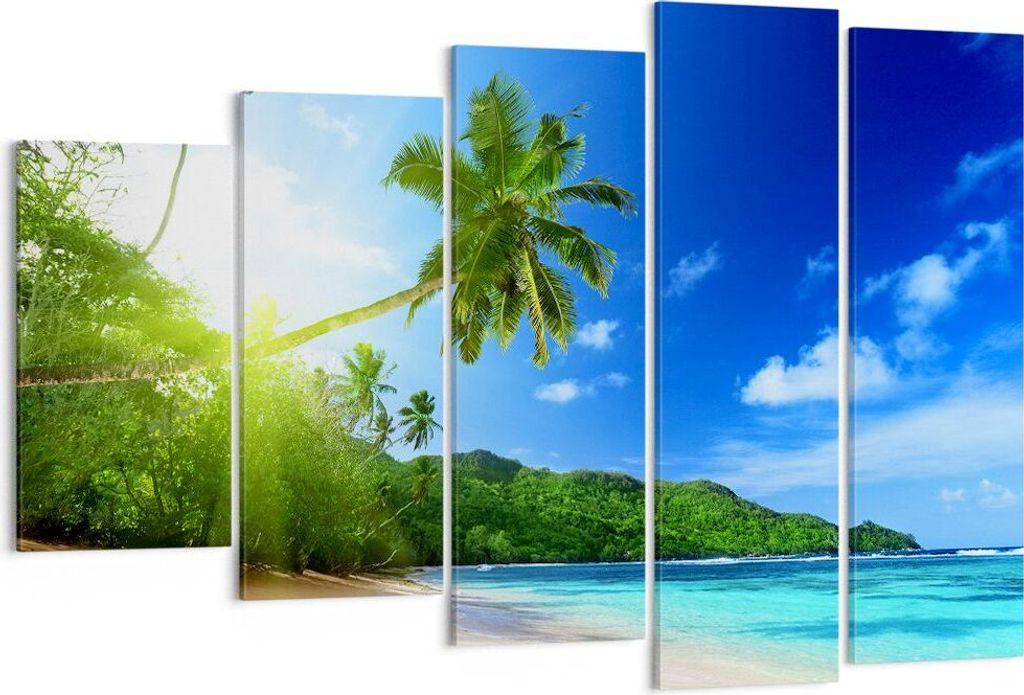 Bild auf Leinwand - Leinwandbild - Baum Dschungel Welle Landschaft - 150x100cm - Wand Bild - Wanddeko - Leinwanddruck - Bilder - Kunstdruck - Leinw...