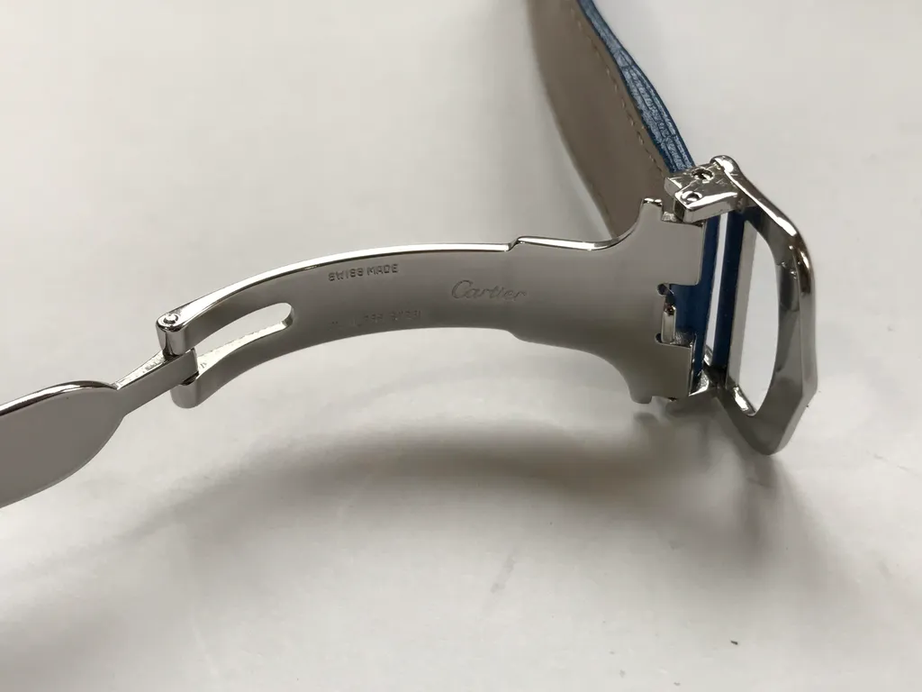 Bracelet de Montre en Cuir Bleu 18mm avec Boucle pour Modèle Cartier