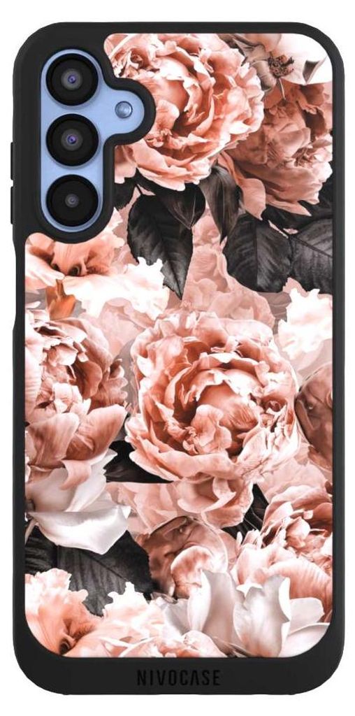 NIVOCASE Handyhülle für Samsung Galaxy A15 5G Hülle NIVOpure Case Schwarz Blume Rose Vintage