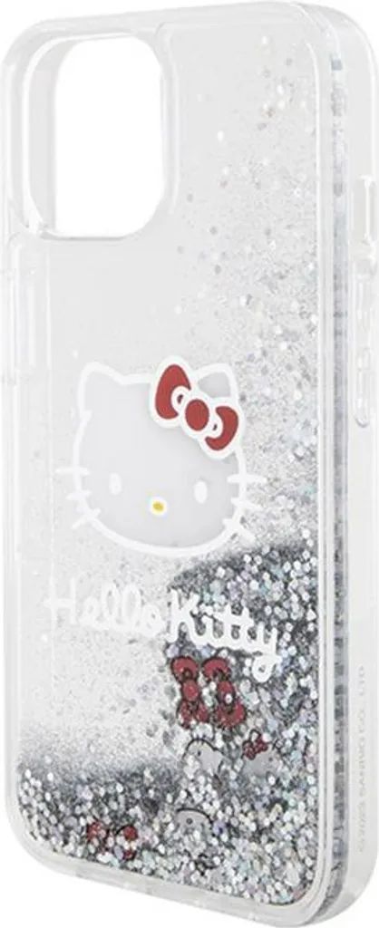 Hello Kitty Custodia iPhone 14/15/13 Argento Liquid Glitter Charms - 6