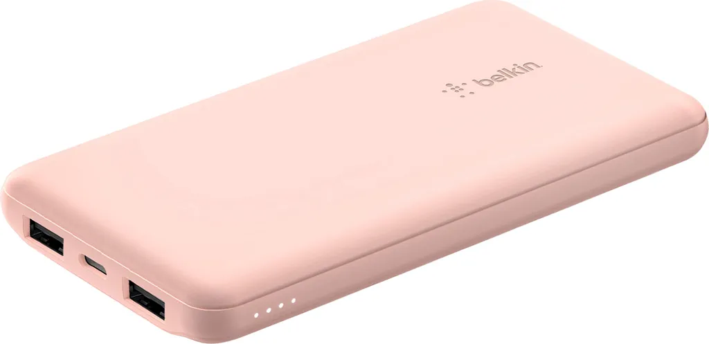Powerbank Belkin 10000mAh Rose avec Double Port USB 15W et Câble USB-C