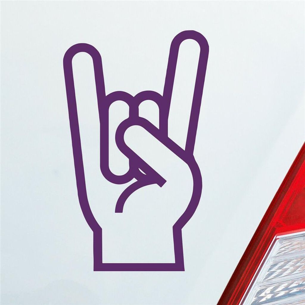 Auto Aufkleber Gabel Rock Heavy Metal Gruss Pommesgabel 8x13 cm Lila Sticker Heckscheibenaufkleber