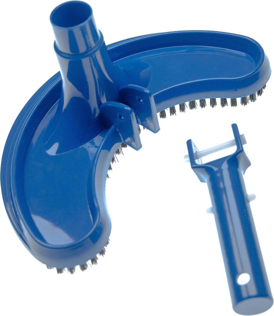 vhbw Swimmingpool-Bodensauger zur Anbringung an Poolpumpe, Skimmer - Poolsauger mit 32/38mm Schlauchanschluss, halbrund, schwarz / blau