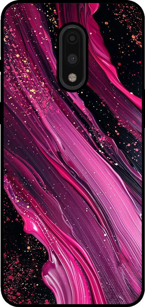 Smartphonica Custodia per telefono per OnePlus 7 con stampa in marmo - Custodia posteriore in TPU con design in marmo - Viola Rosa