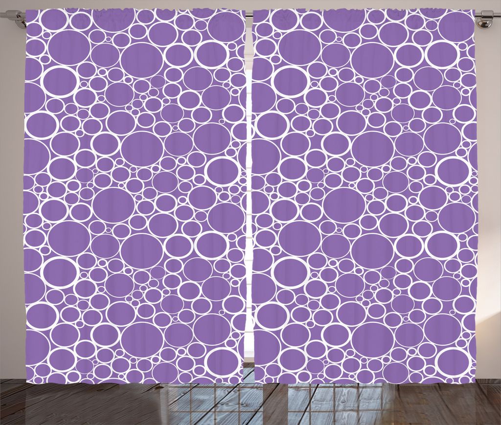 ABAKUHAUS Abstrakt Rustikaler Gardine, Monochrom Schaumblasen, Schlafzimmer Kräuselband Vorhang mit Schlaufen und Haken, 280 x 225 cm, Violett Weiß