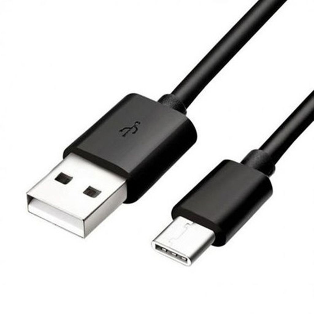 A close-up shot of a USB-C to USB-A cable on a white background.