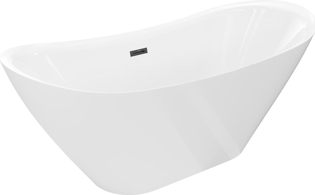 Mexen Lotos freistehende Badewanne 180 x 75 cm, weiß, schwarzer Überlauf - 52051807700-70