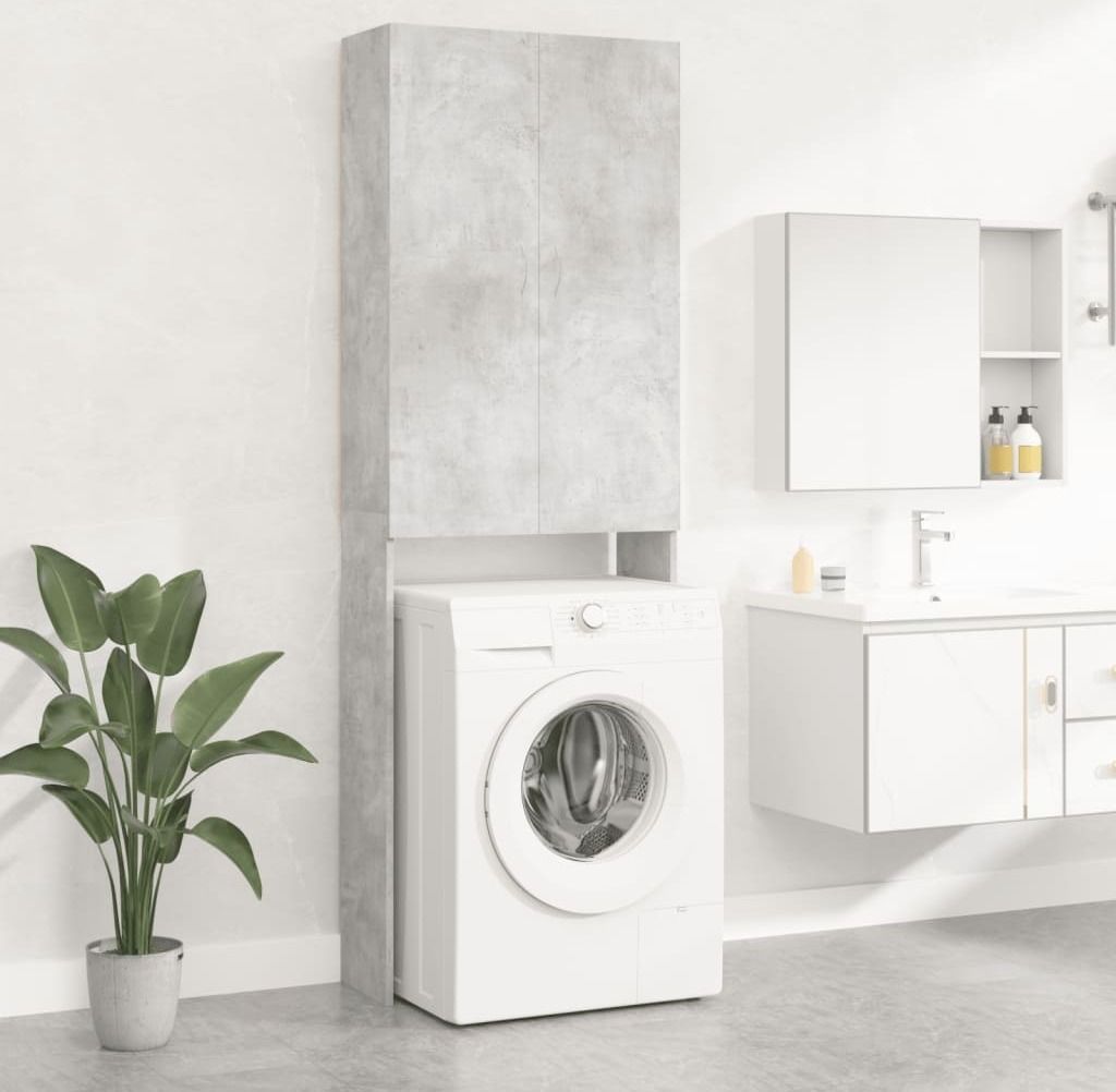 vidaXL Waschmaschinenschrank Betongrau 64x25,5x190 cm Produktbild 