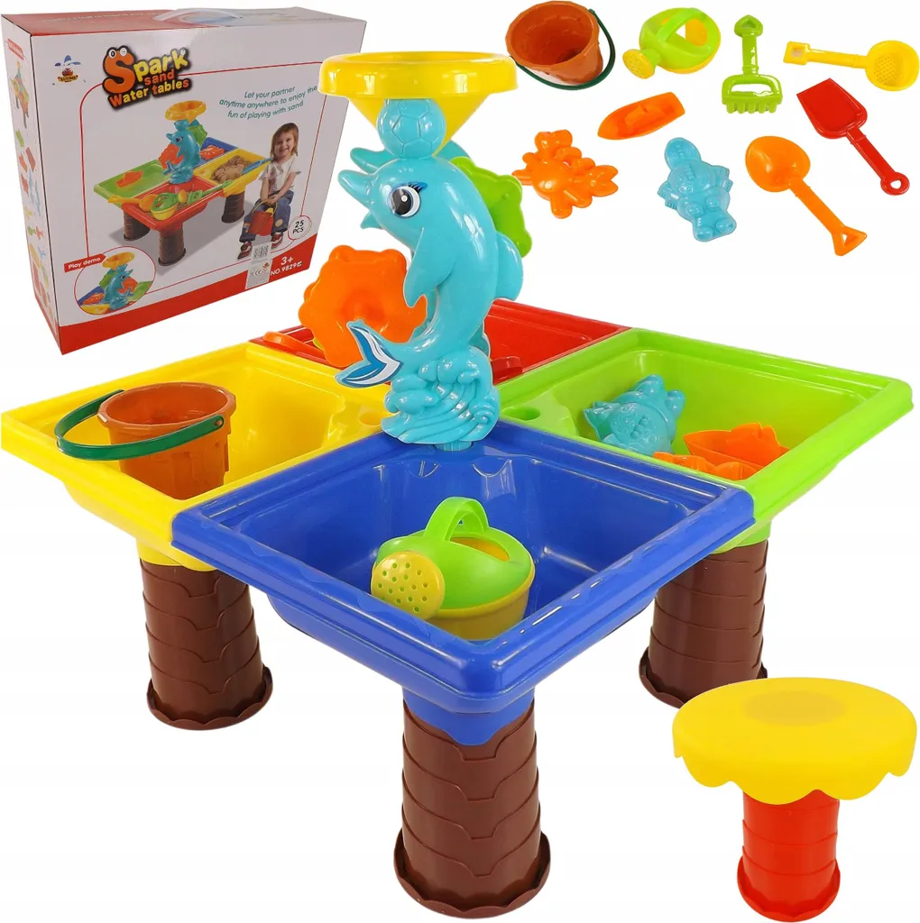 Occupez vos enfants avec la Table sable et eau Dauphin 25 pièces