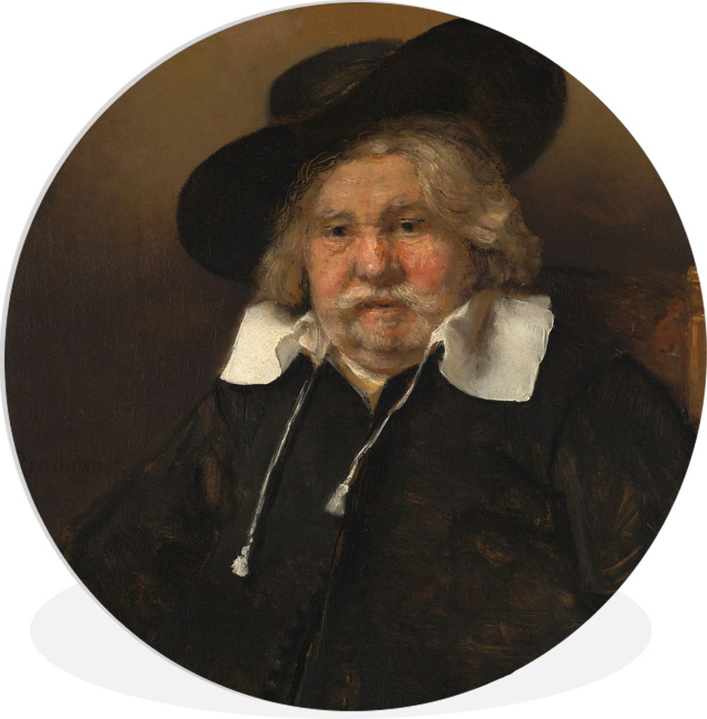 MuchoWow Rundes Wandbild - Runde Bilder Bildnis eines alten Mannes - Rembrandt van Rijn Ø 90 cm Kreis Wanddekoration Kunststoff - Wandkreis - Wa...
