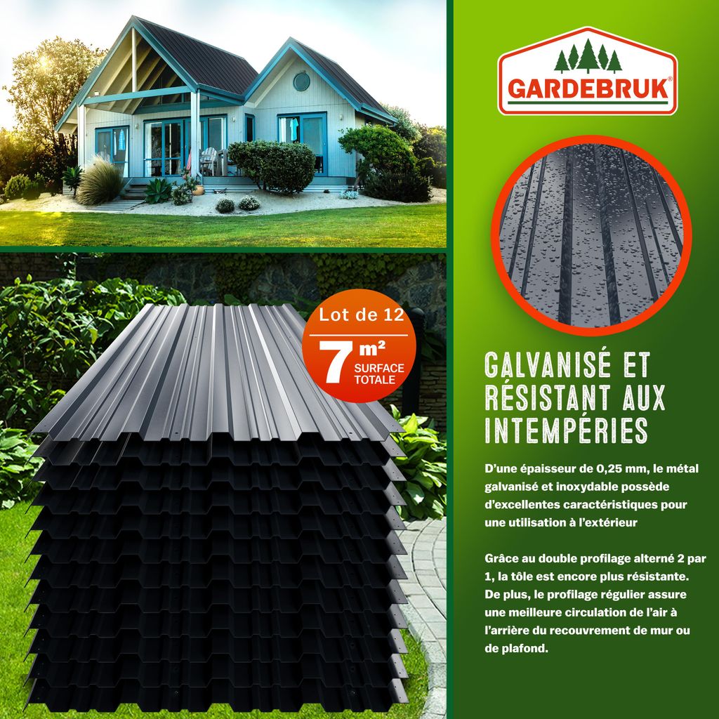 GARDEBRUK Tôles de bardage 12x 129x46cm 7m² anthracite Image du produit 