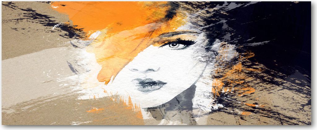 Tulup Leinwandbild - 125x50 cm - Wandkunst - Drucke auf Leinwand - Leinwanddruck - Kunst: modern & klassisch - Orange - Portrait einer Frau