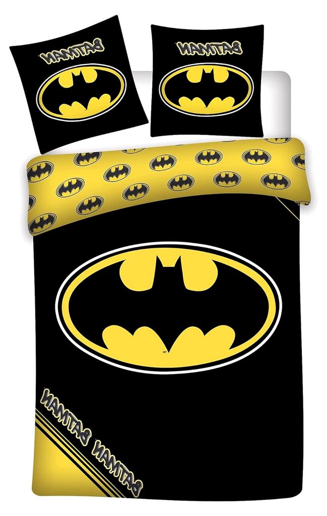 Batman Bettwäsche-Set 100% Baumwolle, Bettbezug 135 x 200 cm Kissenbezug 80 x 80 cm