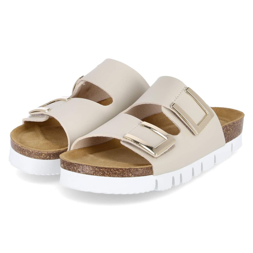 Beliana Damen Pantoletten Beige Kunstleder Größe: 40