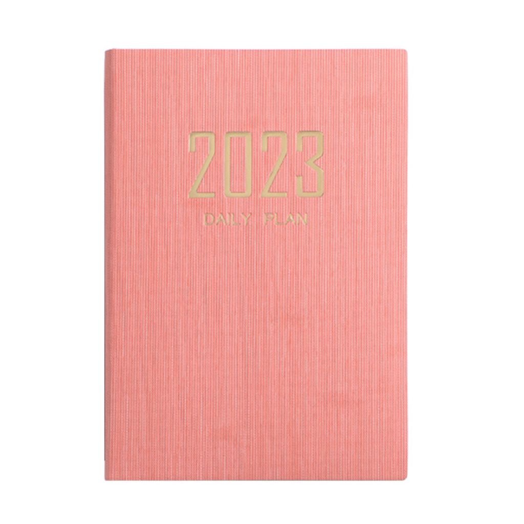 Tägliches Notizbuch Mehrzweck verdickter reibungsloses Schreiben Kunstleder-Deckungsagenda 2023 A5 Planer Buch für Schüler-Rosa