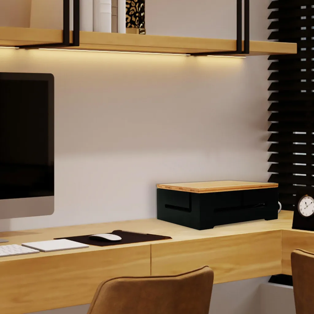Rangement câbles bureau bambou : cachez vos fils et chargeurs PC Mac - 2