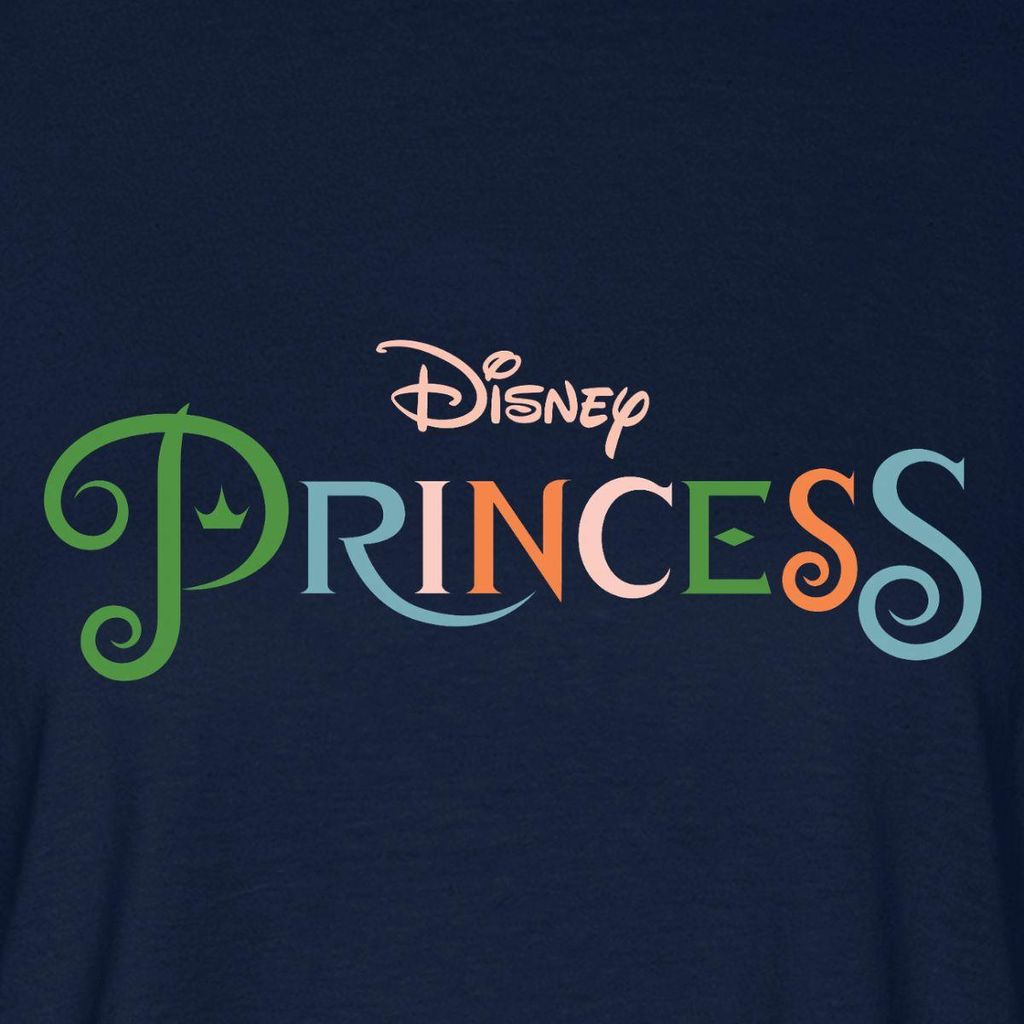 Disney Prinzessinnen Schriftzug Boxy Shirt Damen, XL, Navy