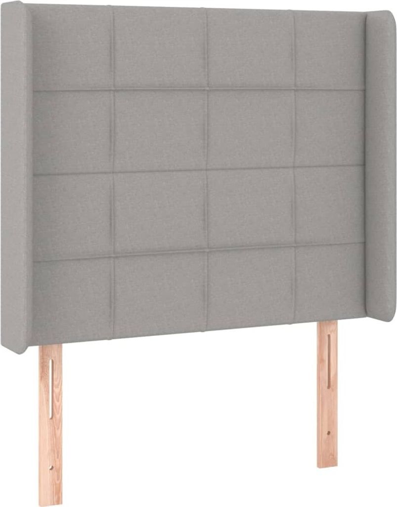 Kopfteil mit Ohren Hellgrau 103x16x118/128 cm Stoff