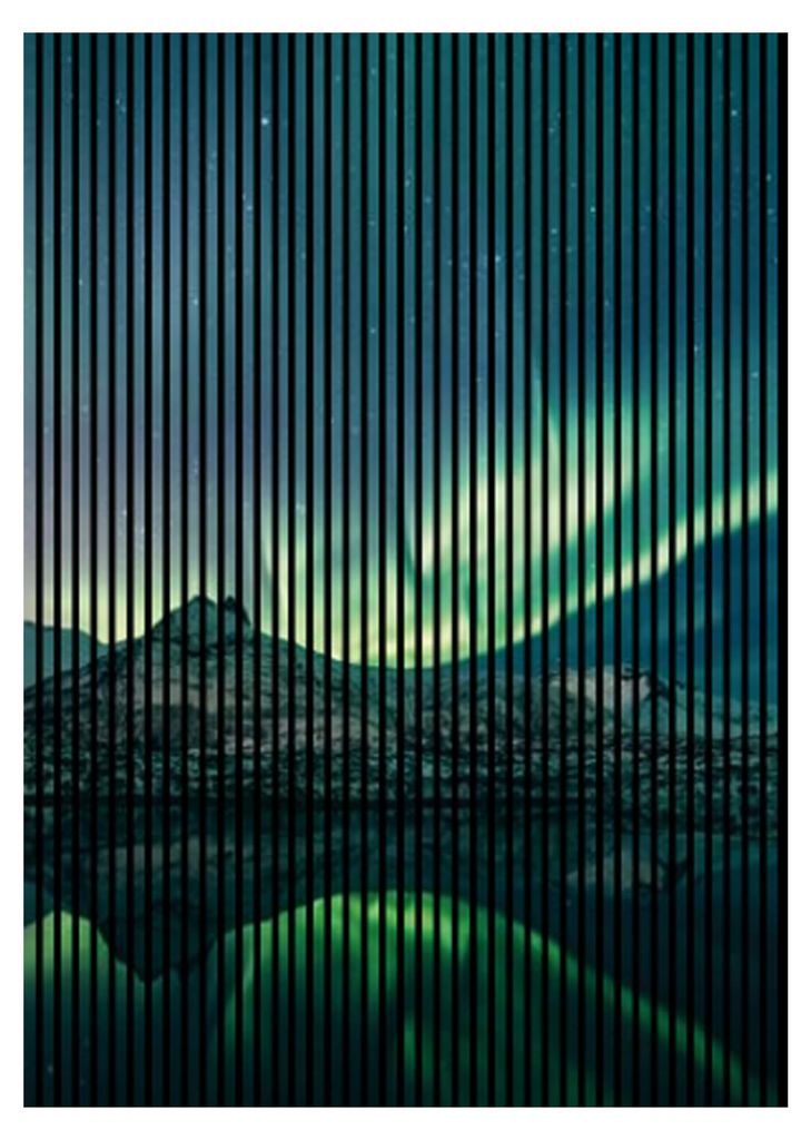 Akustikpaneele mit Digitaldruck Nordlichter01 19 x 1693 x 2400 mm Nordlichter Wasser Berge MDF PET-Fasern Wandpaneele Grün Blau 3 Einzelplatten