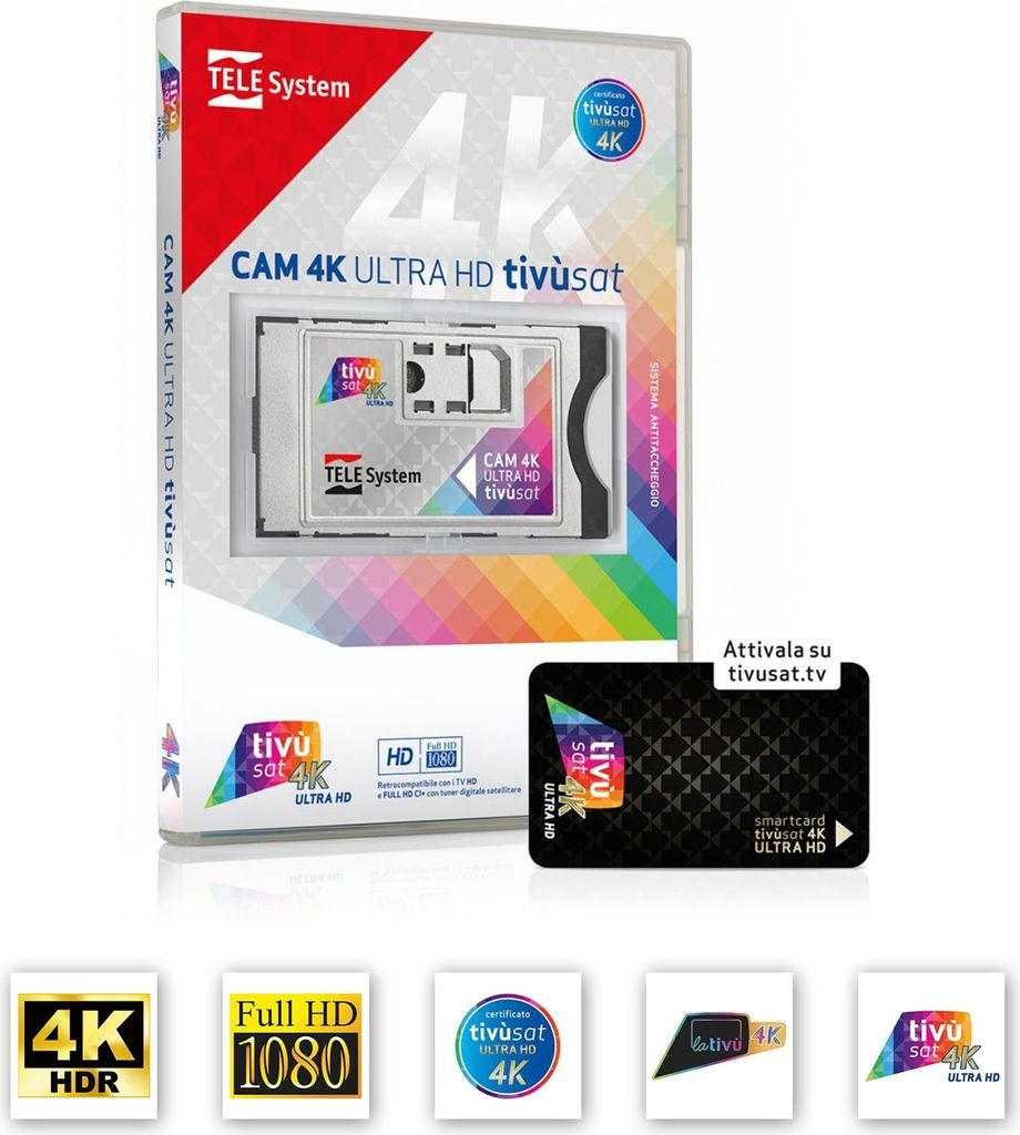 TiVuSat 4K UHD Black Card & 4K Ultra HD SmartCam, Schwarz (Karte aktiviert)