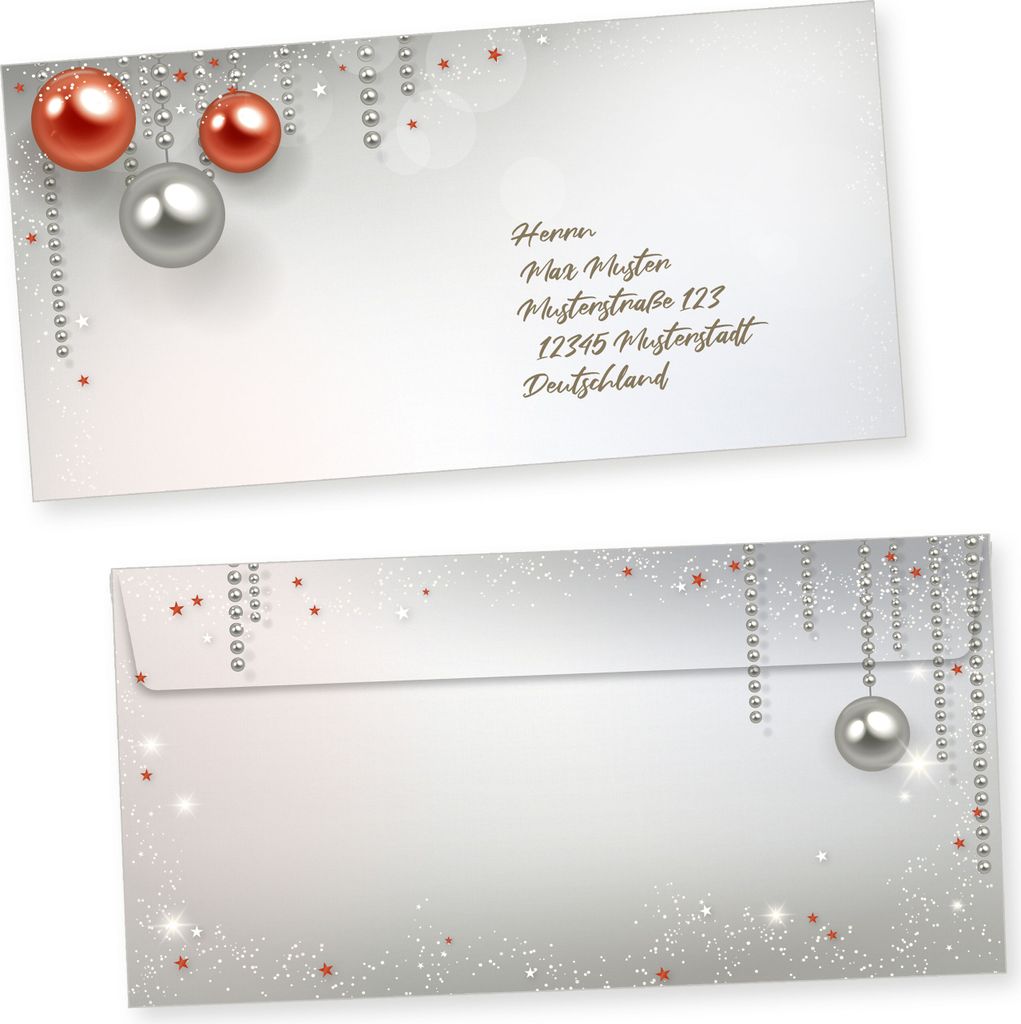 Gala Design 500 Weihnachts-Briefumschläge Din lang ohne Fenster Umschläge für Weihnachten selbstklebend haftklebend