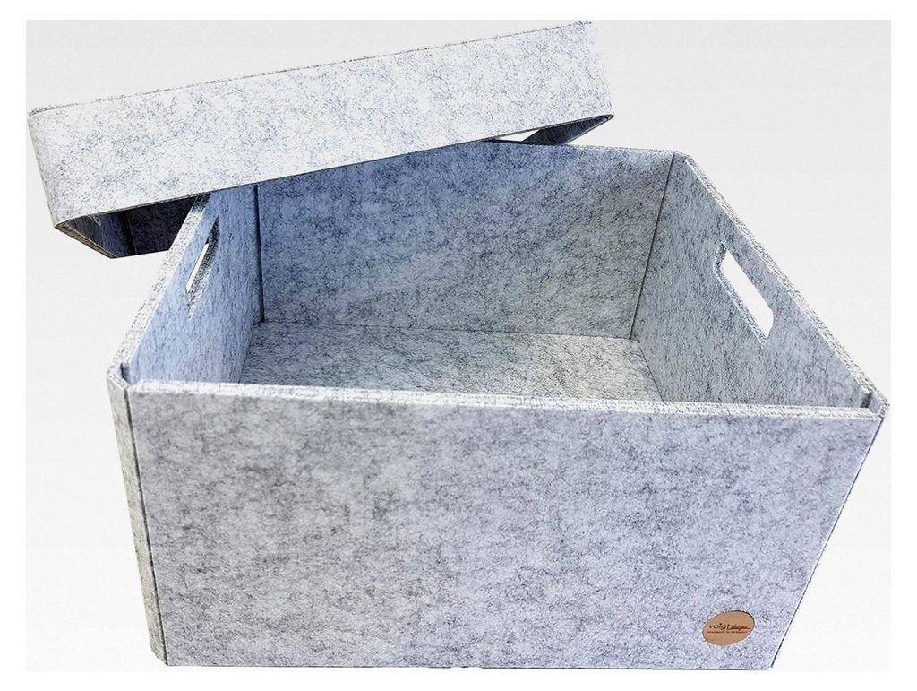 Aufbewahrungsbox FILZ Regalkorb Filzbox Korb Box Allzweckbox mit Deckel (5 Größen) (Gr. M - 32x32x17 cm)