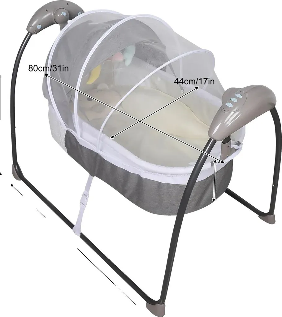 Transat Balancelle Bébé Grise avec Télécommande et Vitesses Réglables
