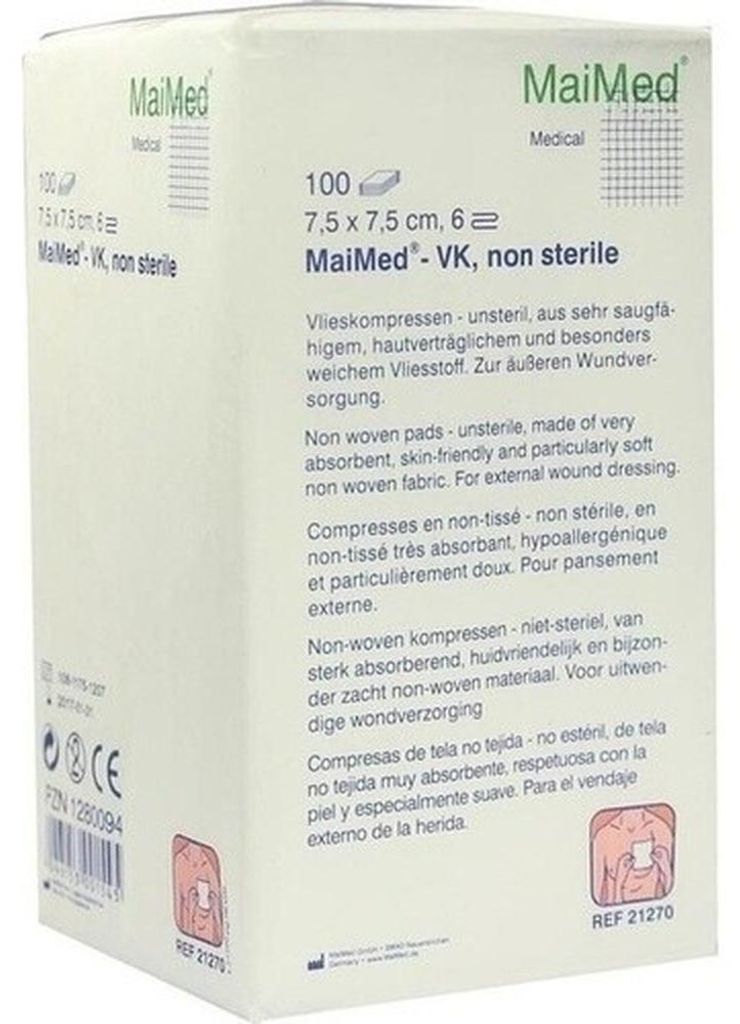 MaiMed verbandgaas, niet-steriel, 6-laags, 100 stuks, 7,5 x Productafbeelding 