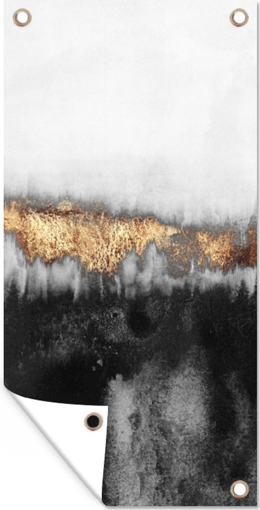 MuchoWow 30x60 cm Outdoor-Poster Gartendeko Sichtschutz Garten Poster für den Garten Gold - Chic - Abstrakt