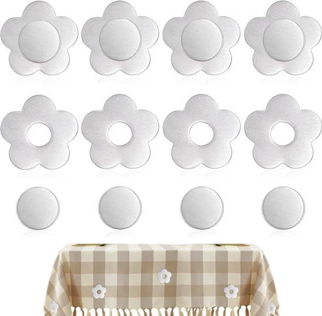 Presse-papiers magnétiques inox à fleurs pour bureau et frigo - 8 pcs