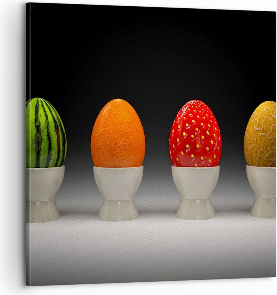 Bild auf Leinwand - Leinwandbild - Glas Keramik Lebensmittel Obst - 60x60cm - Wand Bild - Wanddeko - Leinwanddruck - Bilder - Kunstdruck - Wanddeko...