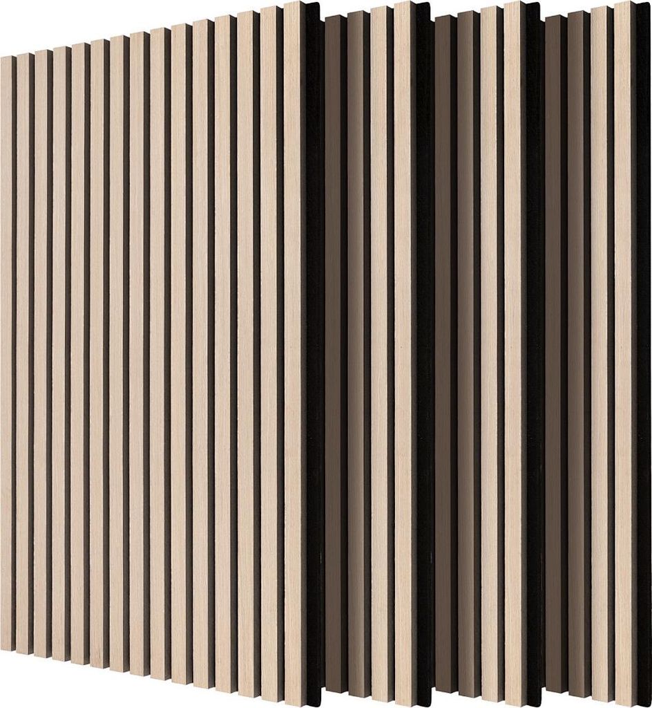 Faziango Akustikpaneel Selbstklebend 4x Paneel, Holz aus MDF, auf- und nebeneinader platzierbar I Schallschutzpaneel Akustikplatten Wandpaneel