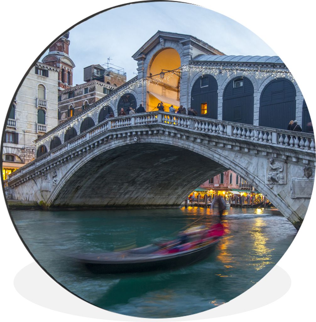MuchoWow Aluminium Wandkreis Venedig - Brücke - Italien Ø 60 cm Wanddeko Modern Wohnzimmer - Wand Kreis - Wandbild - Schlafzimmer - Aluminium B...