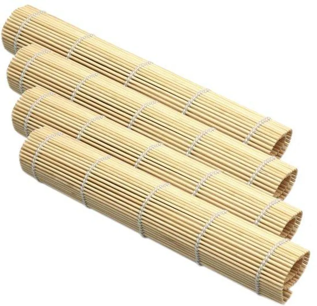 Natte à sushi en bambou naturel - Set de 4 accessoires de cuisine