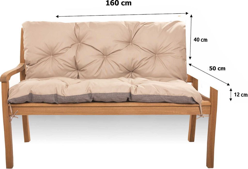 Vankúš pre záhradný lavicový 160x50x40cm béžová | lavicové Obrázok produktu 