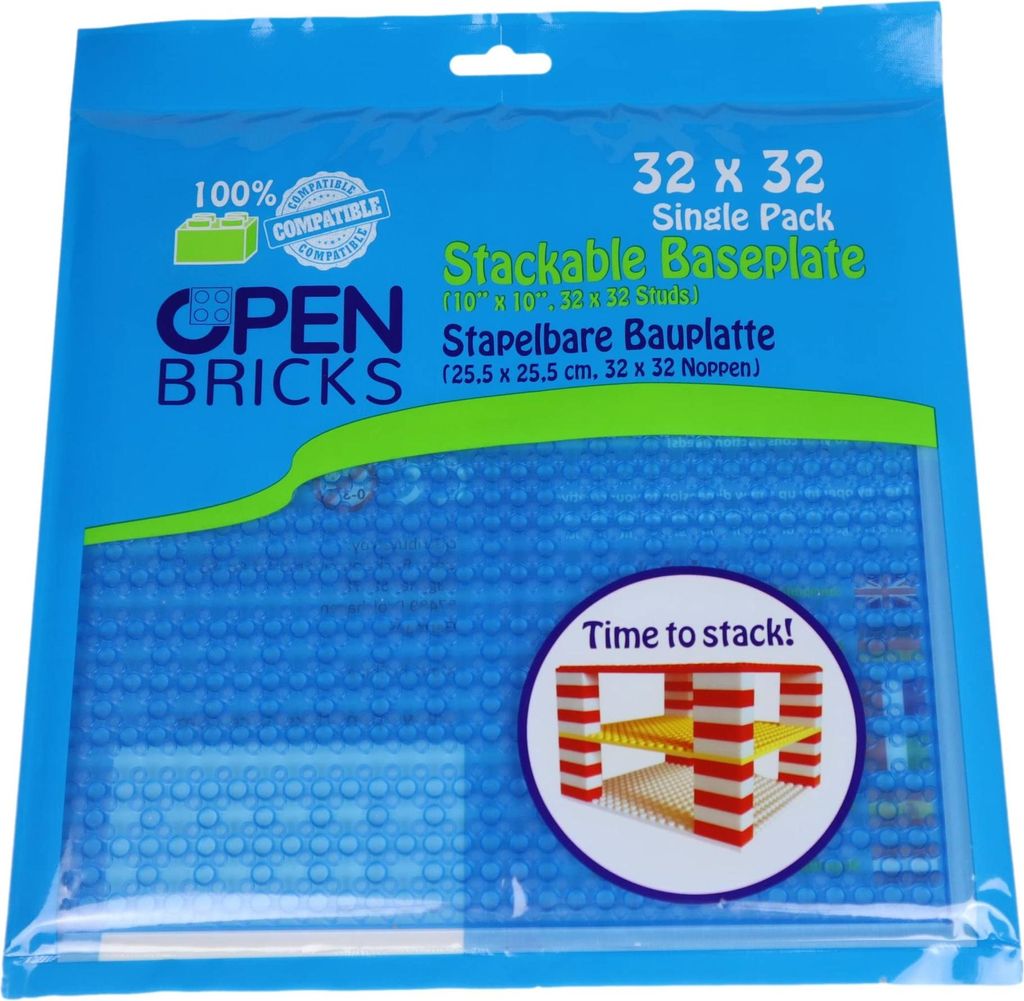 OPEN BRICKS OB-P32TB1 Bauplatte 32x32 cm Transparent Blau