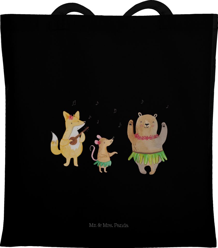 Mr. & Mrs. Panda Tote Bag Waldtiere Aloha - Schwarz - Geschenk, Baumwolltasche, Leben, Jutebeutel, Schultasche, Shopping Tasche, Musik, Tanzen, Lus...