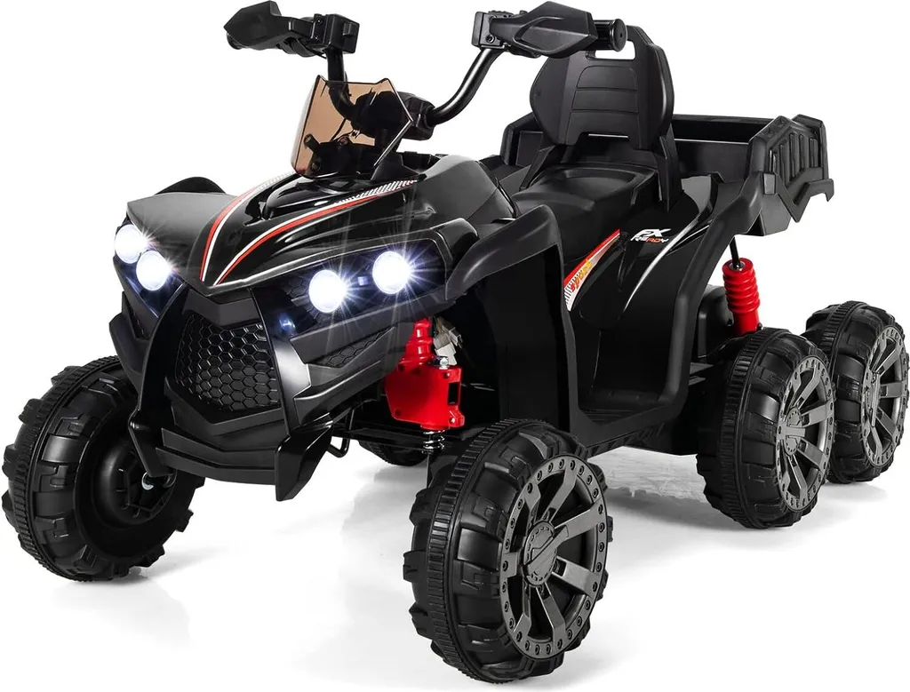 Quad électrique 12V pour enfants COSTWAY avec coffre et 6 roues noir
