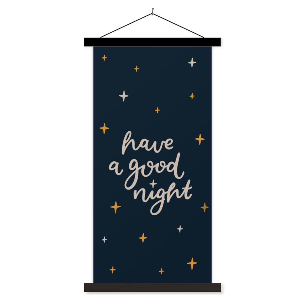 MuchoWow Textilposter Sprichwörter - Zitate - Eine gute Nacht - Kinder - Baby 60x120 cm mit schwarzem Rahmen - Magnete