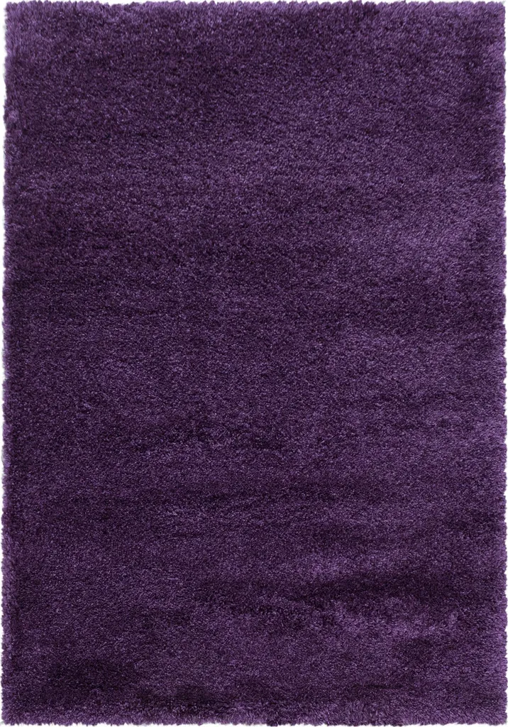 Tapis violet lavable XXL 280x370 cm en jute et fibres douces à poils longs
