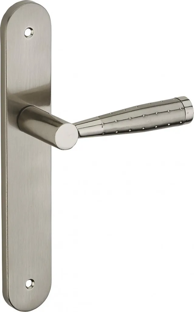 Poignées de porte pour rénovation Helios entraxe 195mm sans trou nickel