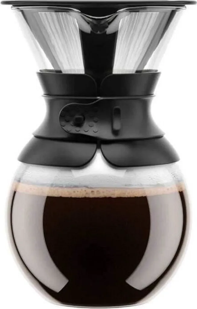 Caffettiera Pour Over Bodum, 1,0 L, 8 tazze, filtro permanente in acciaio inossidabile, nero