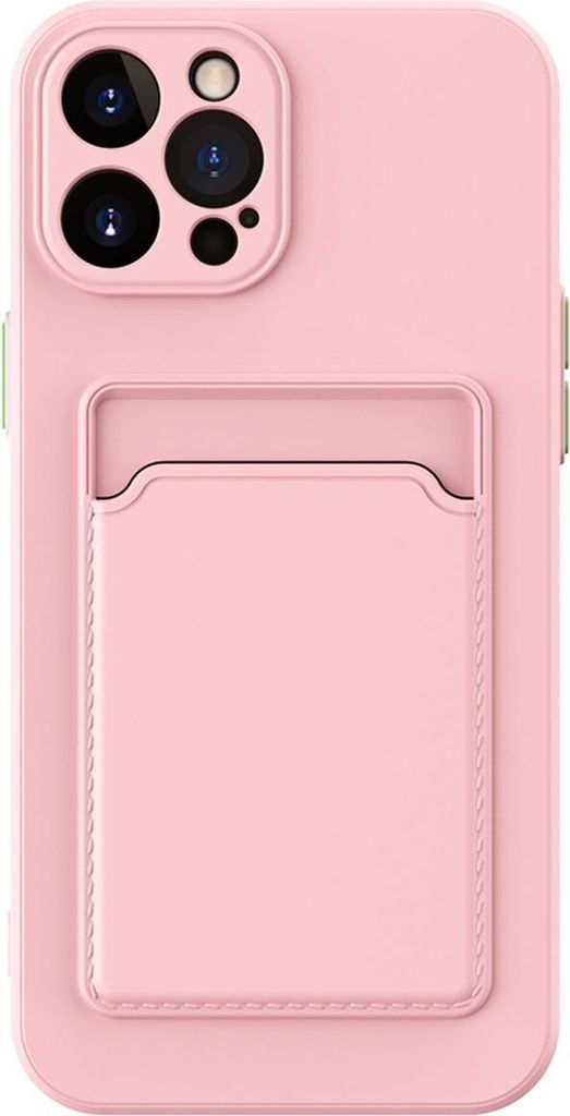 Schutz Handy Hülle für iPhone 12 13 14 15 Plus Pro Max Case Cover Kartenfach, Farbe:Rosa, Modell wählen:Apple iPhone 13 Pro