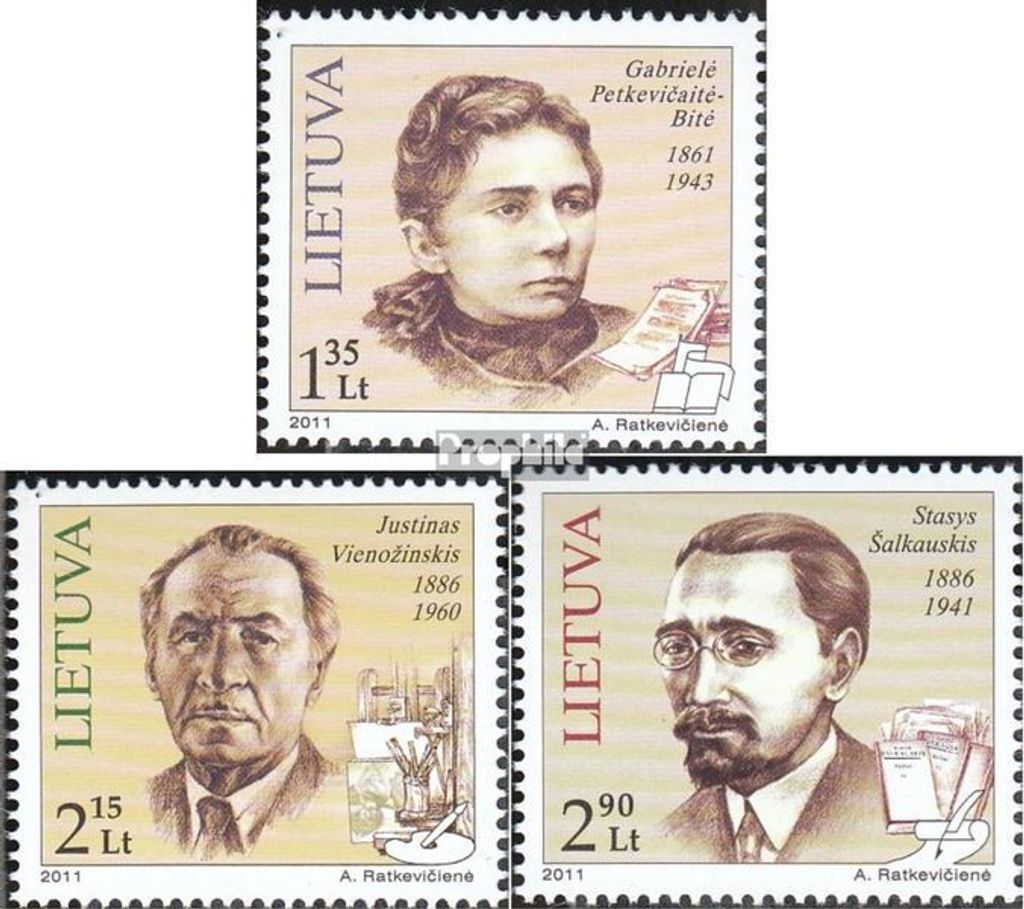 Briefmarken Litauen 2011 Mi 1057-1059 (kompl.Ausg.) postfrisch Persönlichkeiten