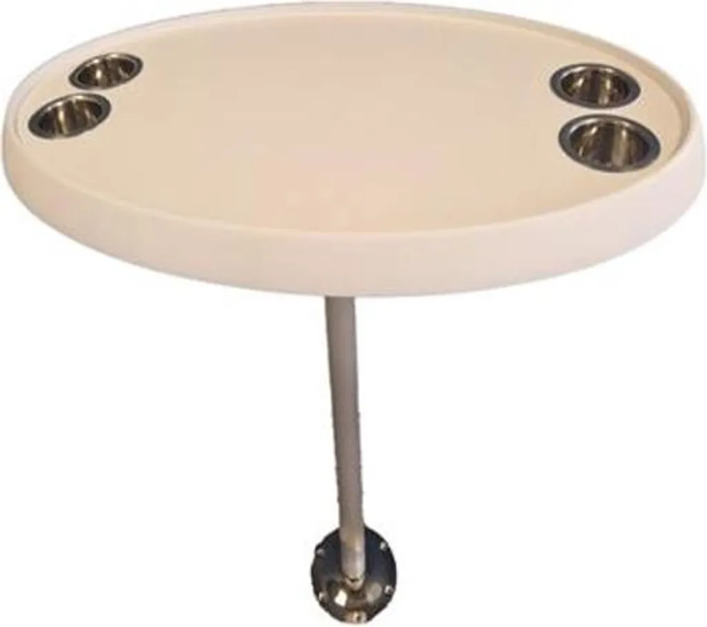 Table de cabine Hollex ovale plateau blanc et pied aluminium brossé