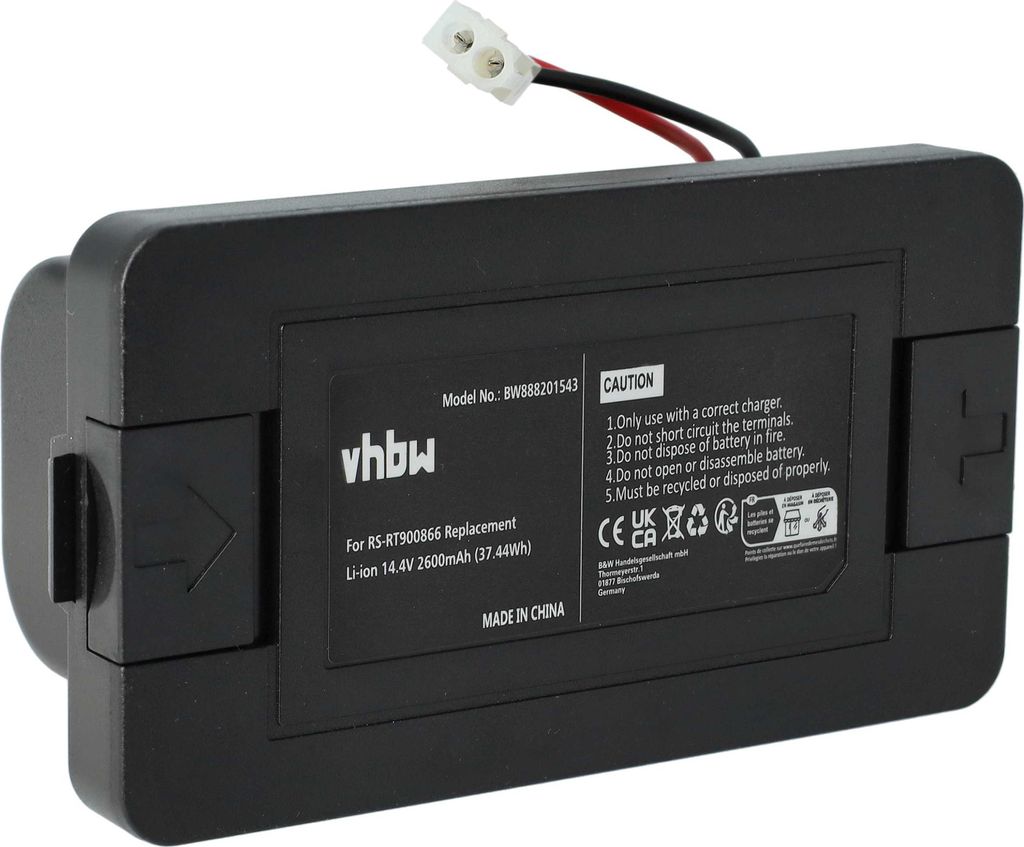 vhbw Akku Ersatz für Rowenta RS-RT900866 für Saugroboter Schwarz (2600 mAh, 14,4 V, Li-Ion)